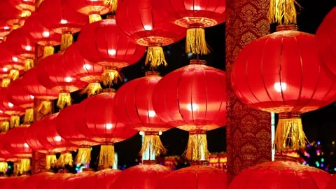 Festive red lanterns Видео 347074033