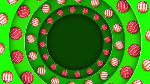 Festive red ornaments circle on a green layered background Stock Footage 321199013