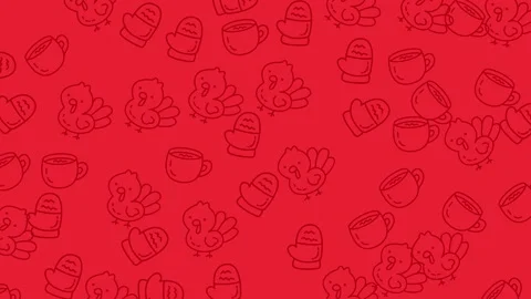 Festive Red Pattern with Cups and Hearts for Valentines Day. Stock Footage 320202899