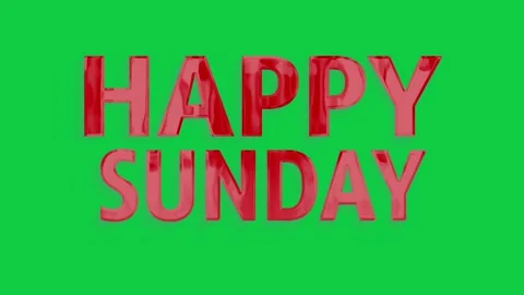 Festive Red Text Displaying 'HAPPY SUNDAY' on Bright Green Screen Background Stock Footage 303280393