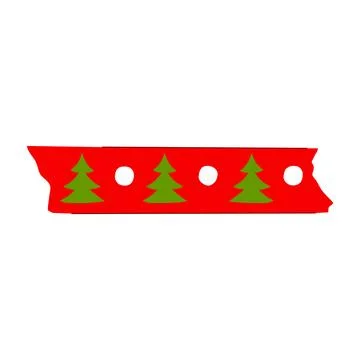 Festive red washi tape featuring christmas tree pattern Stock Illustration