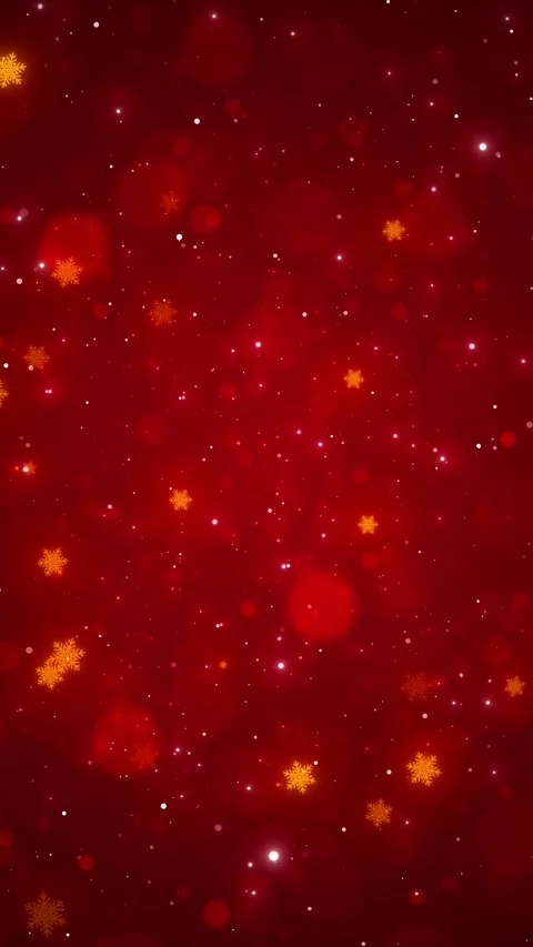 Festive red winter snow motion background golden flakes, white particles, warm h Stock Footage 340415494