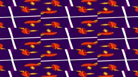 Festive repeating pattern of diya lamps with geometric shapes and vibrant c.. Stock Footage 320147821