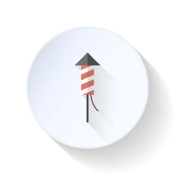 Festive rocket with fireworks flat icon Stock Illustration