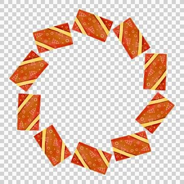 Festive round frame with gift boxes. Watercolor illustration Stock Illustration