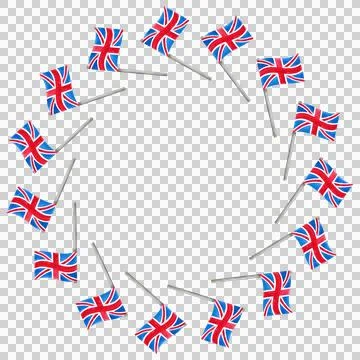 Festive round frame with hand-drawn watercolor British symbols. Stock Illustration