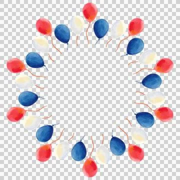Festive round frame with hand-drawn watercolor British symbols. Stock Illustration