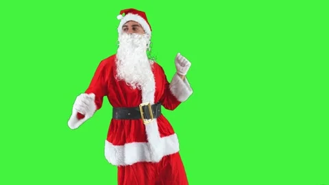 Festive Santa Claus dancing energetically chroma key Stock Footage 285348239