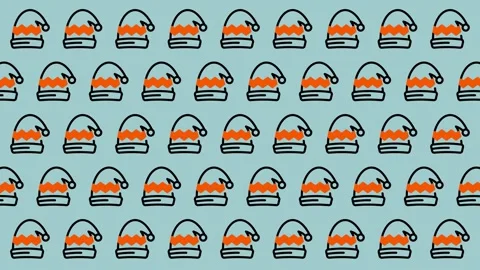 Festive Santa Hat Pattern - A Cheerful Holiday Background. Stock Footage 325378170