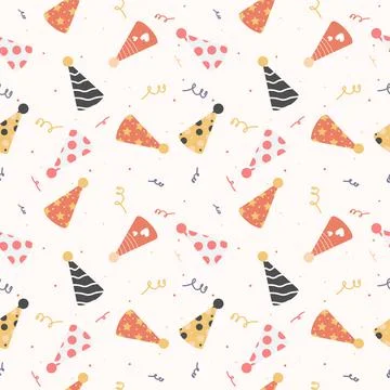 Festive seamless birthday pattern with multi-coloured hubcaps Stock Illustration