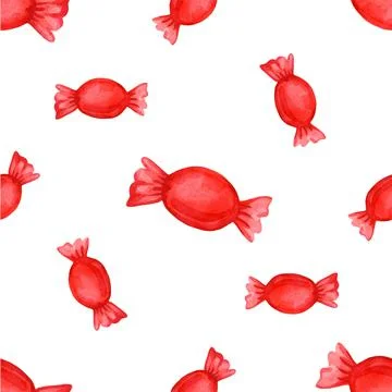 Festive seamless pattern with candy in a red wrapper. Stock Illustration