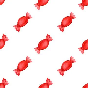 Festive seamless pattern with candy in a red wrapper. Stock Illustration