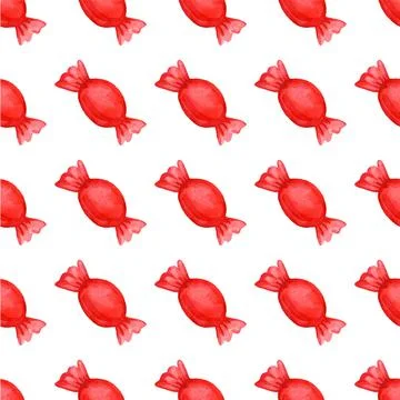 Festive seamless pattern with candy in a red wrapper. Illustrazione stock