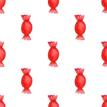 Festive seamless pattern with candy in a red wrapper. Stock Illustration