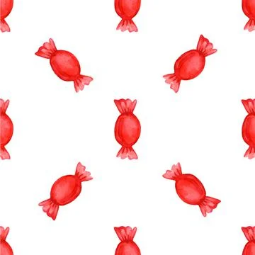 Festive seamless pattern with candy in a red wrapper. Stock Illustration