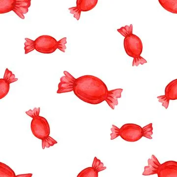 Festive seamless pattern with candy in a red wrapper. Stock Illustration