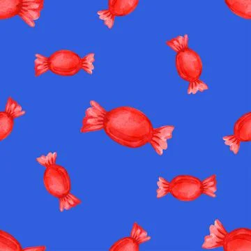 Festive seamless pattern with candy in a red wrapper Stock Illustration