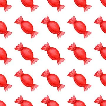 Festive seamless pattern with candy in a red wrapper Stock Illustration