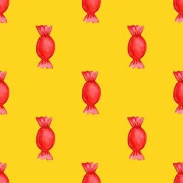 Festive seamless pattern with candy in a red wrapper Stock Illustration