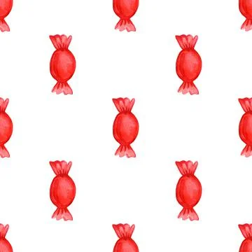Festive seamless pattern with candy in a red wrapper Stock Illustration