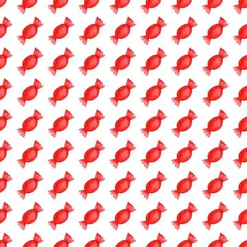 Festive seamless pattern with candy in a red wrapper. Illustrazione stock