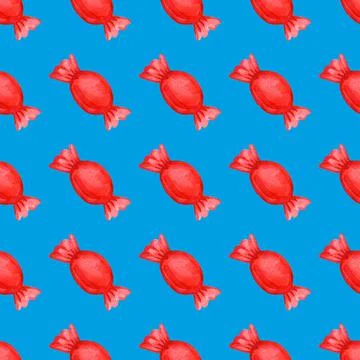 Festive seamless pattern with candy in a red wrapper Illustrazione stock