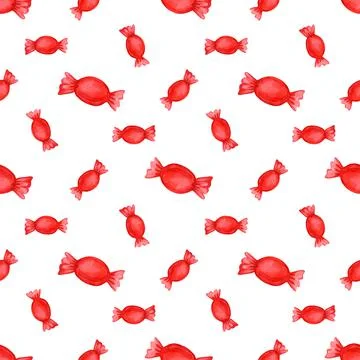 Festive seamless pattern with candy in a red wrapper. Stock Illustration