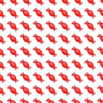 Festive seamless pattern with candy in a red wrapper. Stock Illustration