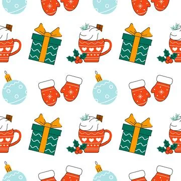 Festive seamless pattern for Christmas and New Year. Vector illustration 库存插图