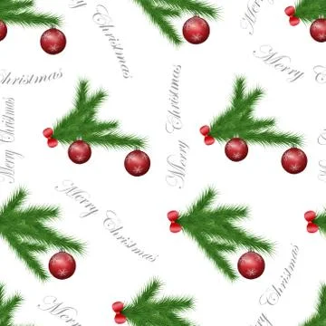Festive seamless pattern with christmas decoration Stock Illustration