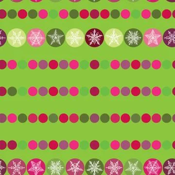 Festive seamless pattern christmas snowflakes on the green background. vector Stock Illustration