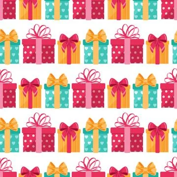 A festive seamless pattern of colorful gift boxes イラスト素材