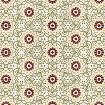 Festive seamless pattern with delicate flowers and stars on a red background for 스톡 일러스트