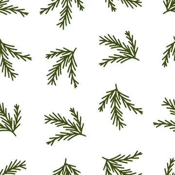 Festive seamless pattern featuring green pine tree branches Stock Illustration
