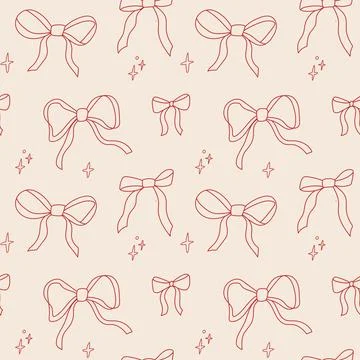 Festive seamless pattern featuring red bows イラスト素材