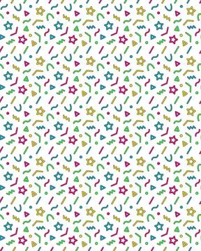 Festive seamless pattern. Geometric shapes, colorful elements, holiday Stock Illustration