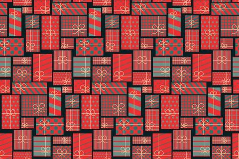 Festive seamless pattern with gift boxes for wrapping paper, fabric, cards,.. Stock Illustration