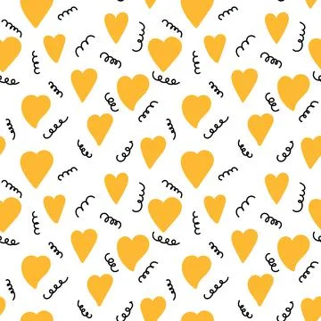 Festive seamless pattern with hearts and serpentine. Holiday endless backgrou Stock Illustration