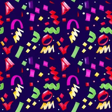 Festive seamless pattern with multicolor confetti. Stock Illustration