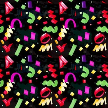 Festive seamless pattern with multicolor confetti. Stock Illustration
