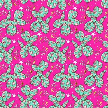 Festive Seamless Pattern New Year and Birthday Dog Balloons cartoon doodle .. Stock Illustration