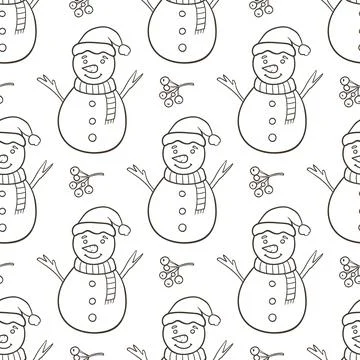 Festive seamless pattern with snowman Stock Illustration