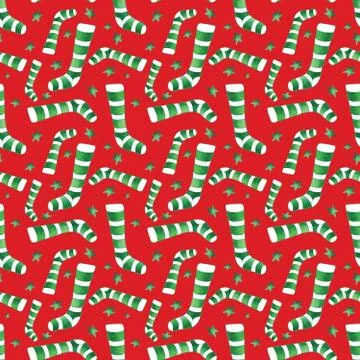 Festive seamless pattern with stockings and stars Stock Illustration
