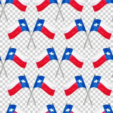 Festive seamless pattern with Texas flag. Watercolor hand-drawn illustration Stock Illustration