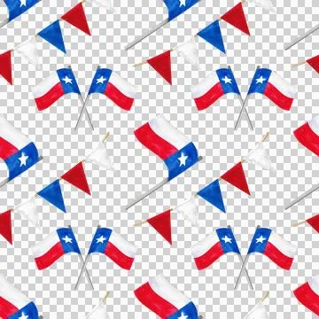Festive seamless pattern with Texas flag. Watercolor hand-drawn illustration Stock Illustration