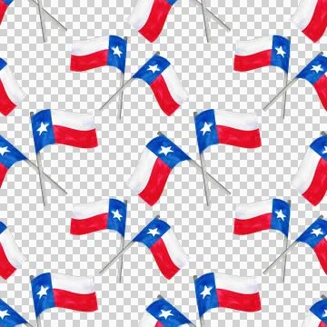 Festive seamless pattern with Texas flag. Watercolor hand-drawn illustration Stock Illustration