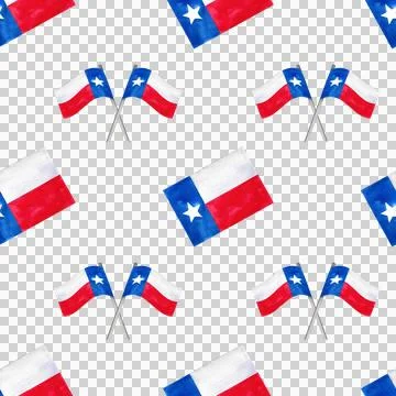 Festive seamless pattern with Texas flag. Watercolor hand-drawn illustration Stock Illustration