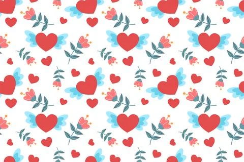 Festive seamless pattern for Valentine's Day. Ornament with hearts. Stock Illustration