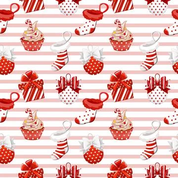 Festive seamless pattern for wrapping a gift for new year. Stock Illustration