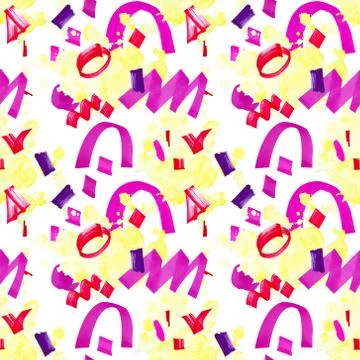 Festive seamless pattern with yellow blots on a white background. Stock Illustration